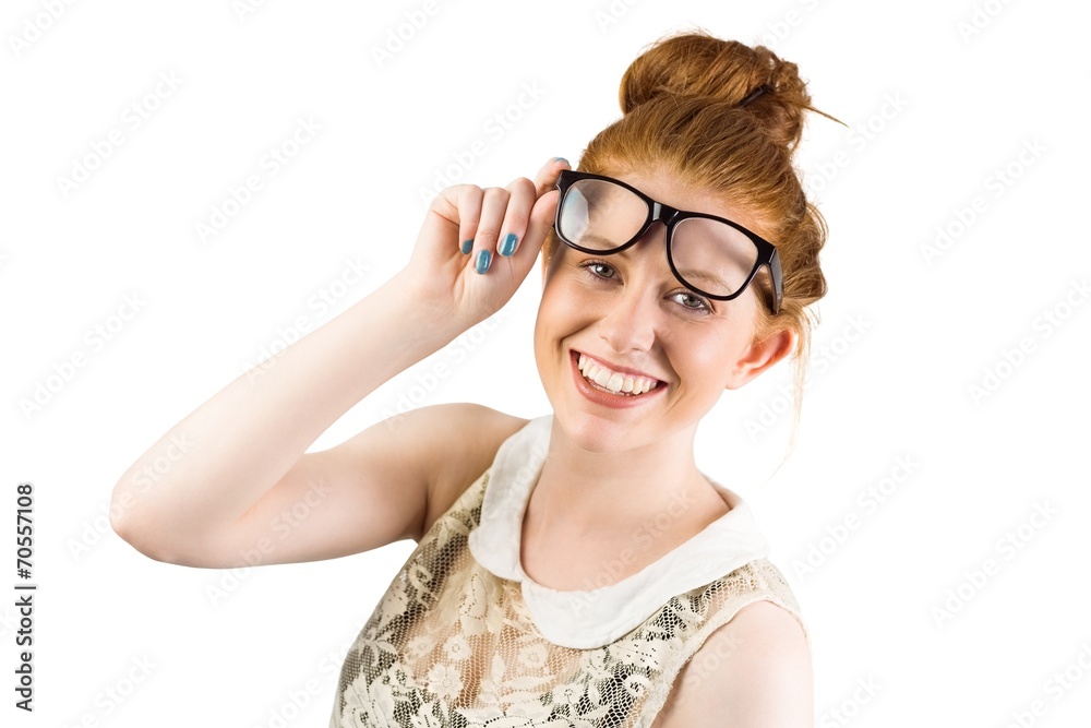 Hipster redhead smiling at camera