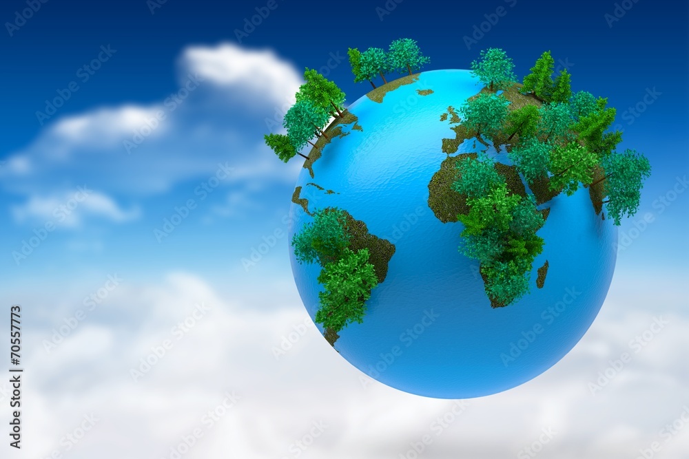 Composite image of earth with forest