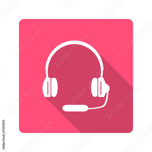 Flat design. Headphones with microphone icon
