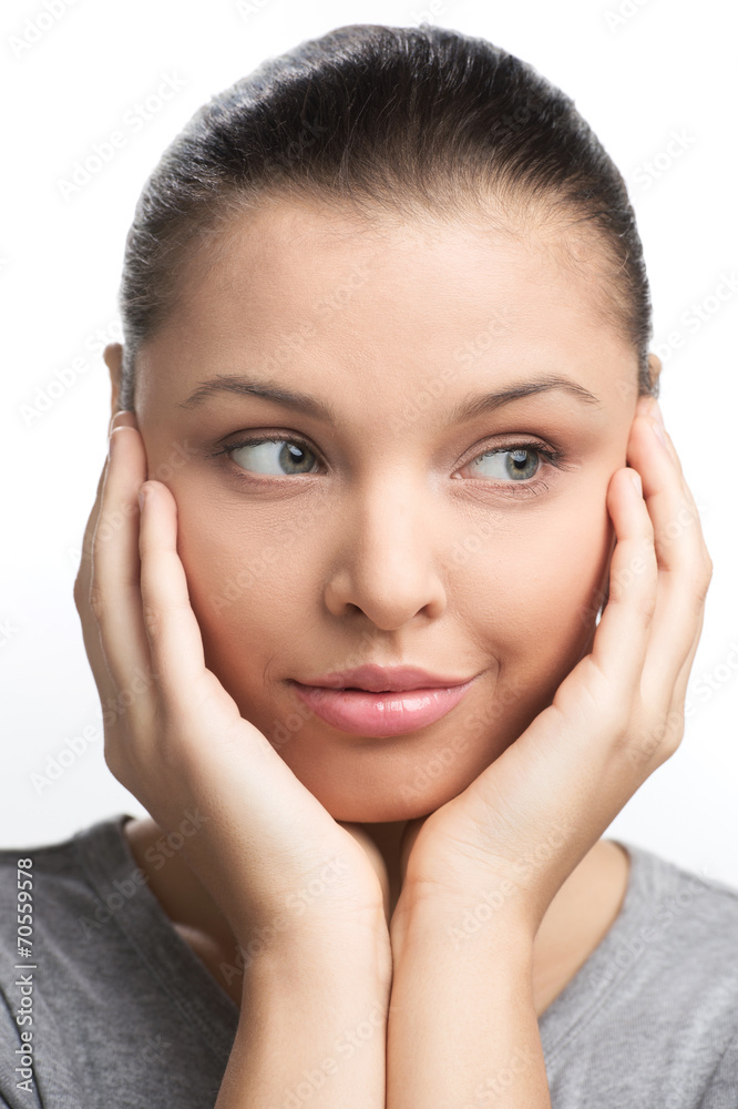 Portrait of girl with doubtful look on her face. Portrait of girl with doubtful look on her face.