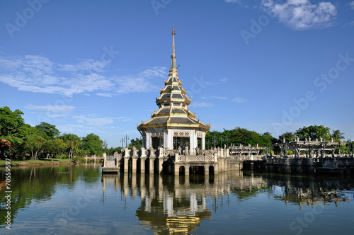 The thai pavilion on the water at public park. Thai Style.