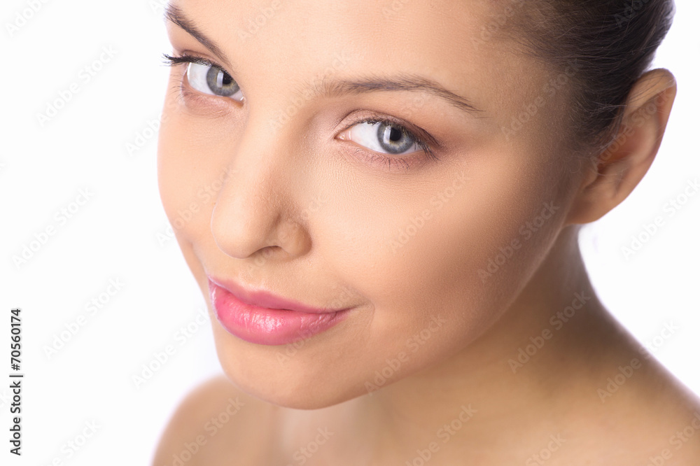 Close up portrait of beautiful young woman face. Close up portrait of beautiful young woman face.