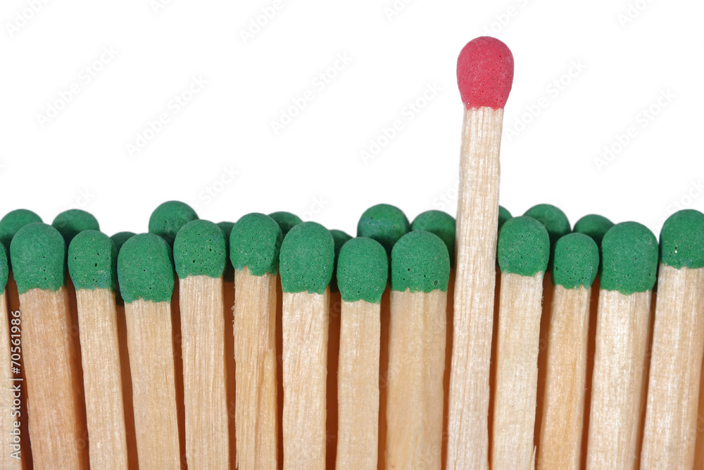 Matches - leadership concept on a white Matches - leadership concept on a white
