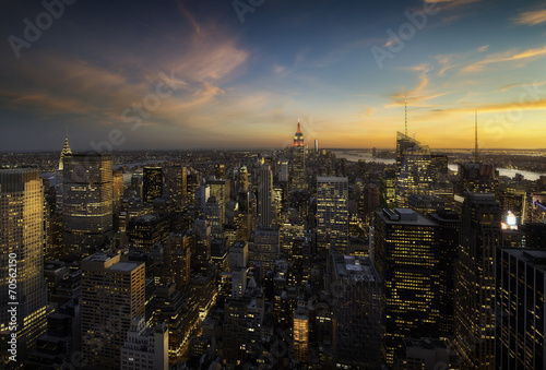 Manhattan skyline at sunset, New York