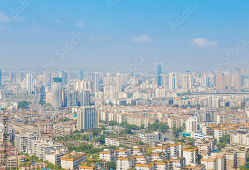 mianyang,china, city panorama with blue sky