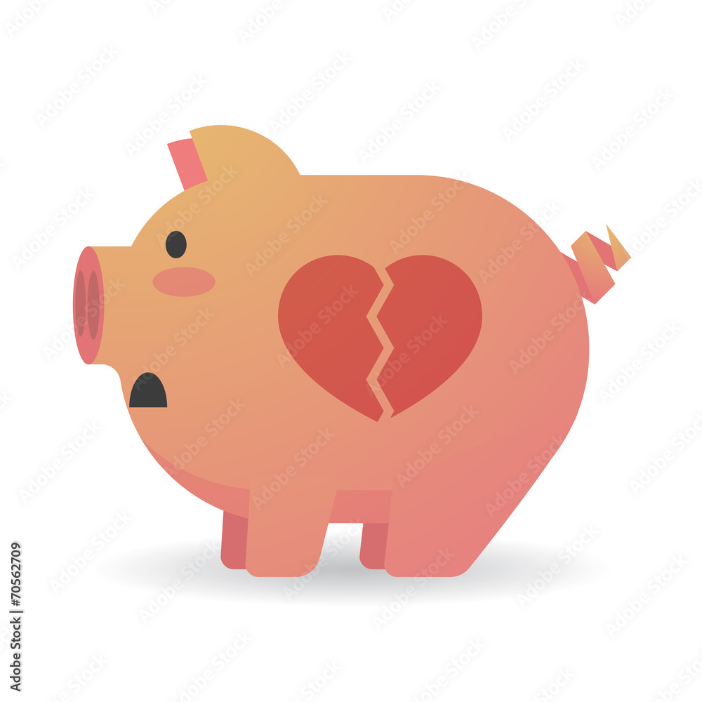 Fototapeta premium Cartoon pig with a heart