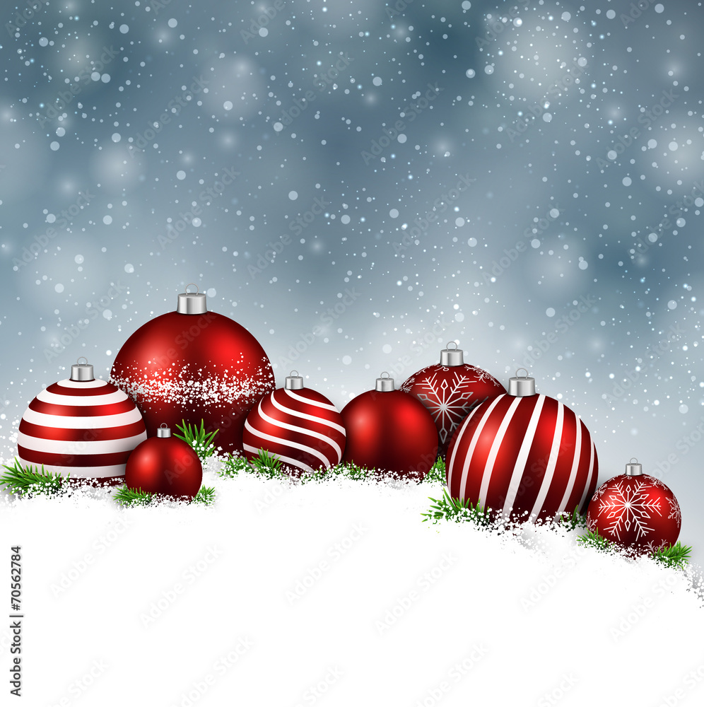 Naklejka premium Winter background with christmas balls.