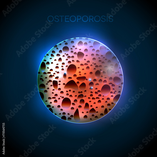 Osteoporosis round illustration on a abstract blue background