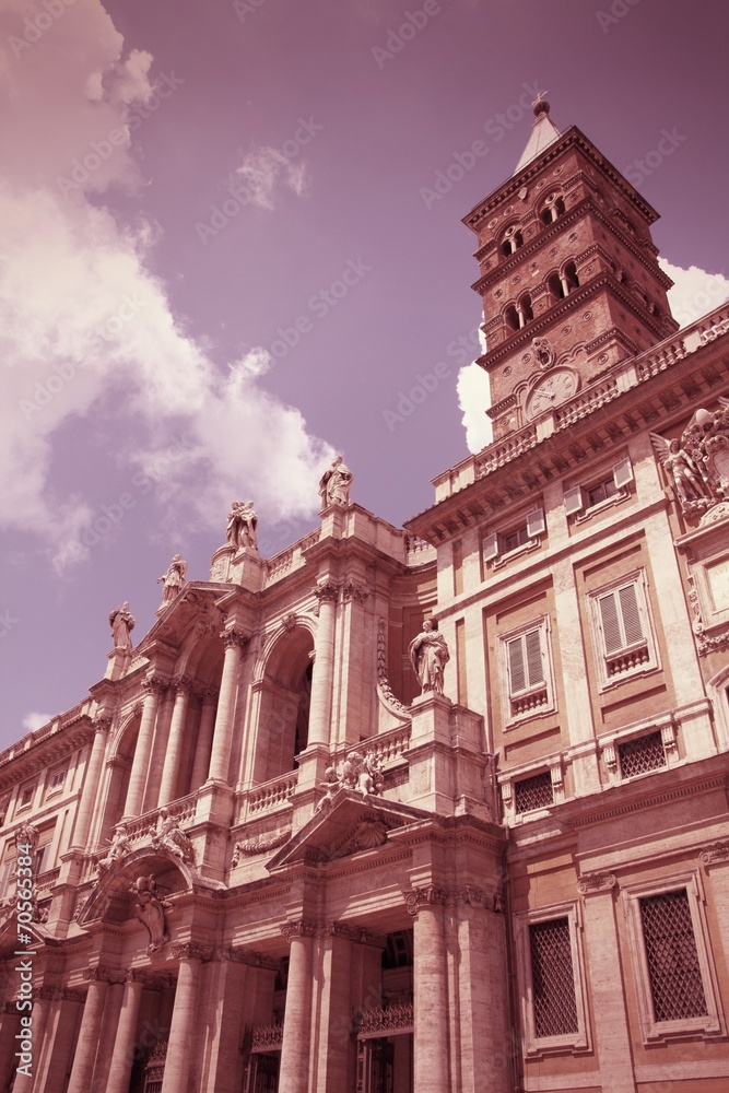 Rome - Santa Maria Maggiore. Cross processed color tone.