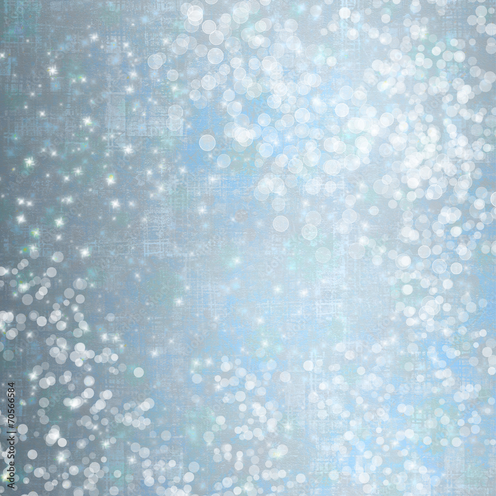 Abstract snowy background with snowflakes, stars and fun confett