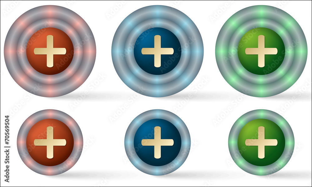 set of six icons with plus ymbol set of six icons with plus ymbol