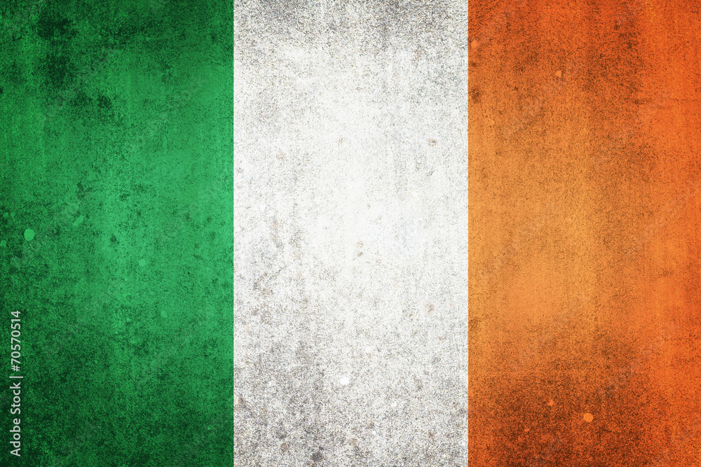 Fototapeta premium National flag of Ireland. Grungy effect.