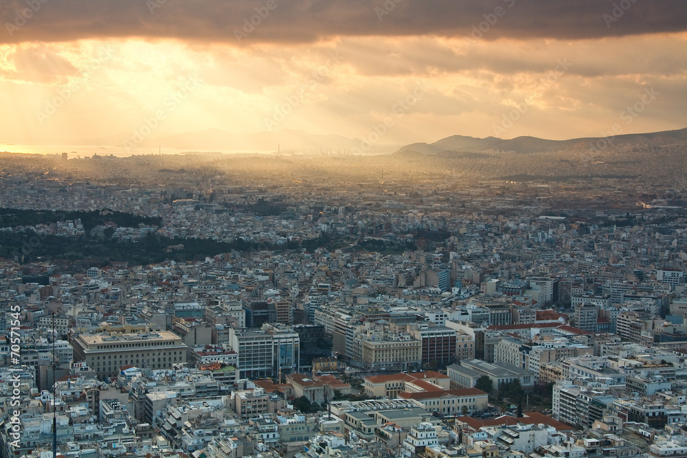 Bird eye view of Athens, Greece.