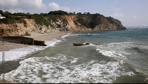 Waves Charlestown beach near St Austell Cornwall England UK photo