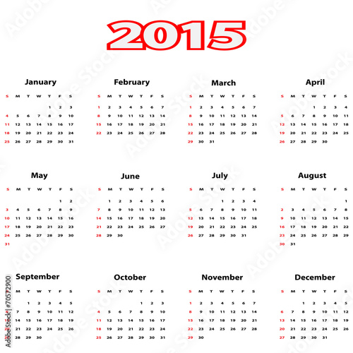 Calendar 2015.