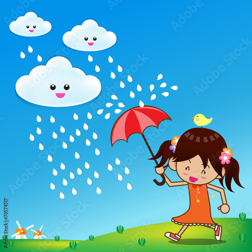 Little girl in rainny day 001