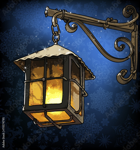 lantern in winter night