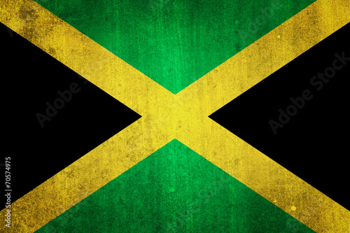 Fototapeta National flag of Jamaica. Grungy effect.