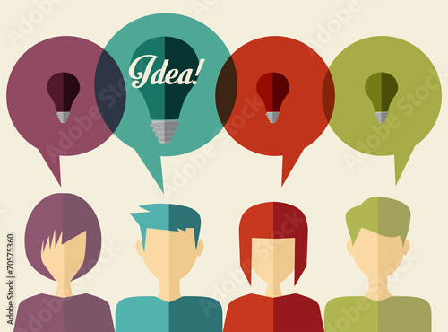 people icons with dialog idea speech bubbles