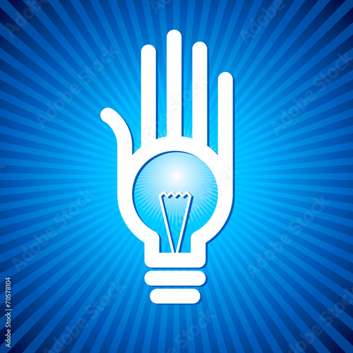 bulb idea with human hand with retro background