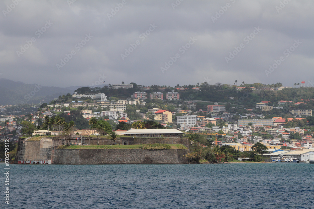 Fortress Fort Saint-Louis and city of Fort-de-France, Martinique