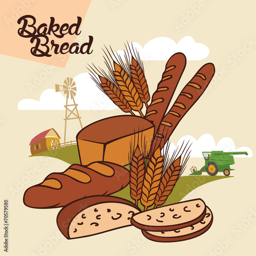 Baked bread advertising illustration