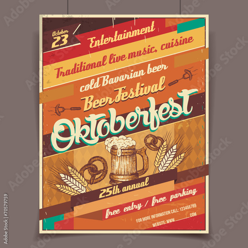 Oktoberfest beer festival retro poster