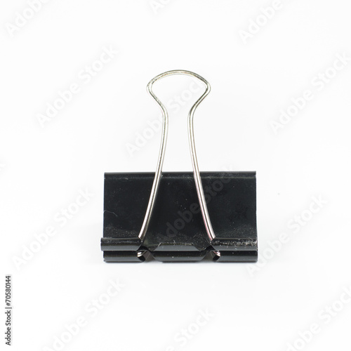 Black Paper clip isolated on white background.
