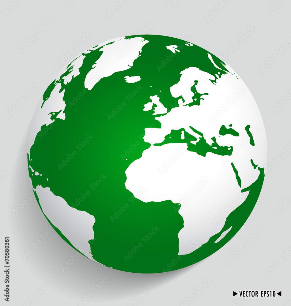 Modern green globe. Vector illustration.