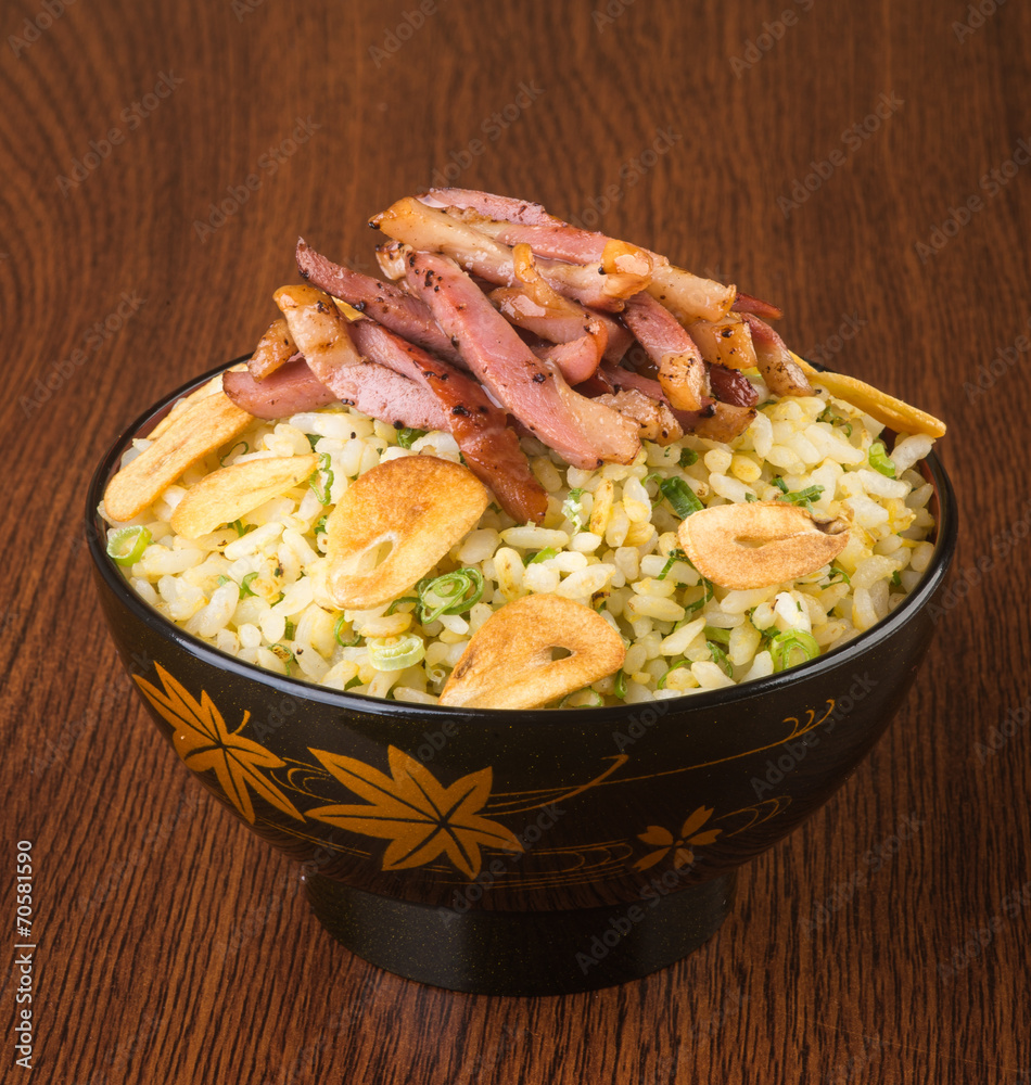 japanese cuisine. ginger fried rice on the background japanese cuisine. ginger fried rice on the background