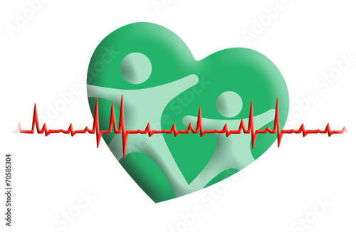healthy heart and chart electrocadiogram (ECG) of ratio heartbea photo