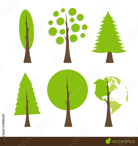 Collection of abstract tree. Vector Illustration.