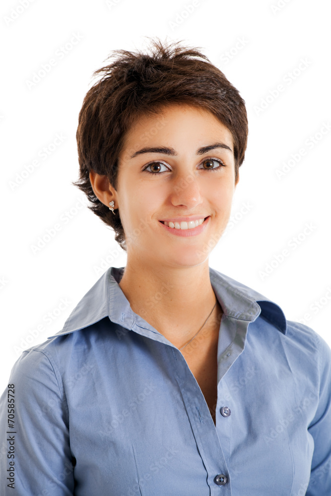 Smiling female manager on white background Smiling female manager on white background