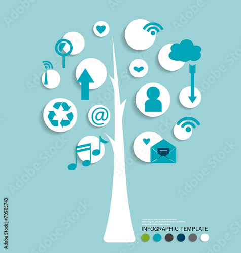 Tree with cloud of application. Vector illustration.