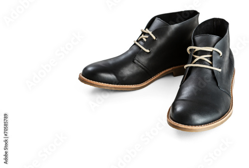Black leather men's shoes -Clipping Path