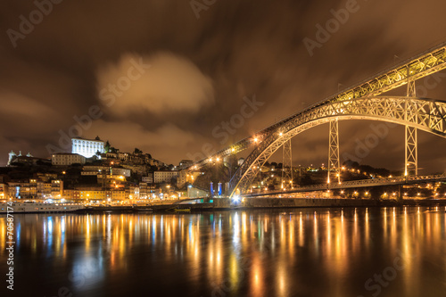 Panoramic night of Porto in Portugal