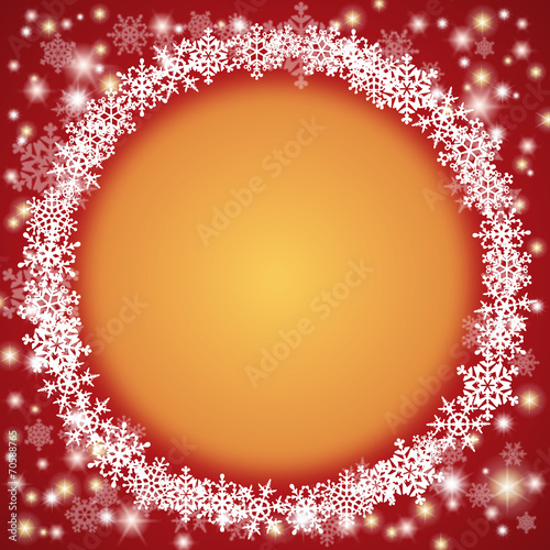 Weihnachtlicher, runder Schneeflocken-Hintergrund, rot-gold