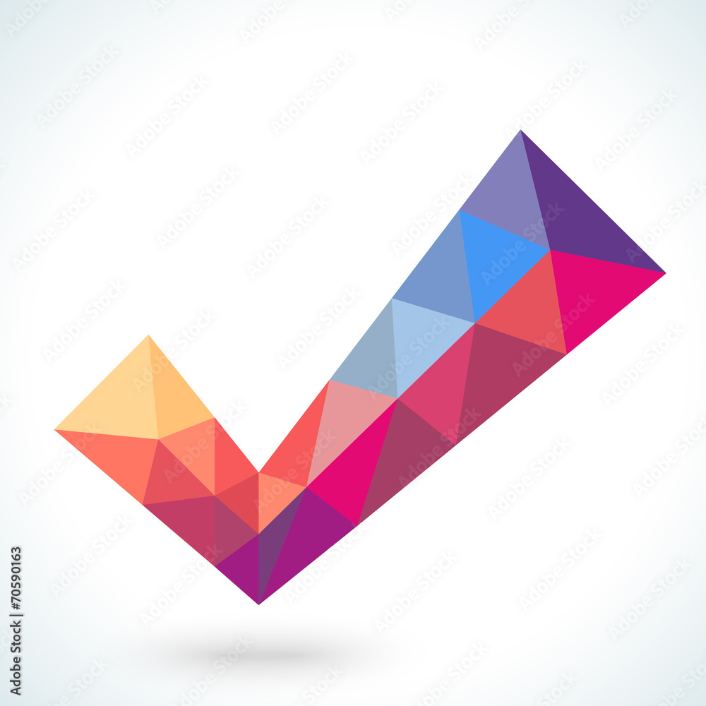Vector polygonal crystal check mark or tick with shadow Vector polygonal crystal check mark or tick with shadow