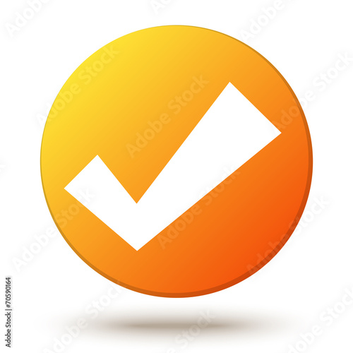 Orange vector circle shape internet button with check mark