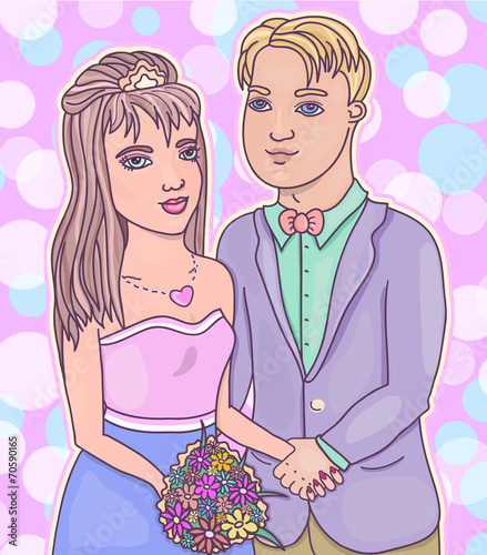 Happy couple in love holding hands