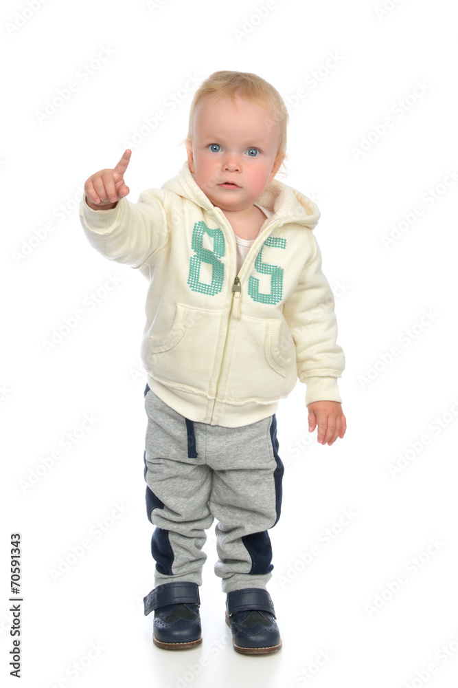 Happy child baby toddler pointing finger smiling Happy child baby toddler pointing finger smiling