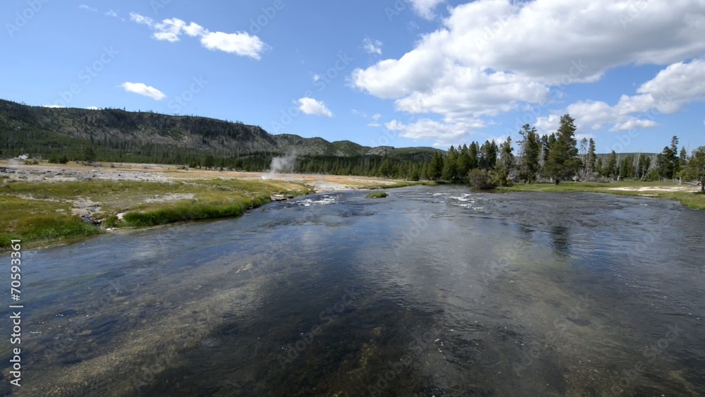 Wide angle shot of Firehole River Yellowstone National Park Wide angle shot of Firehole River Yellowstone National Park