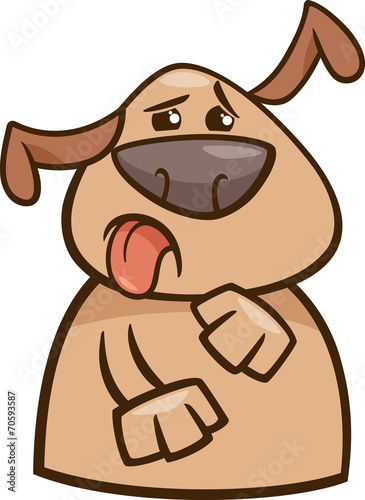 dog expressing yuck cartoon illustration