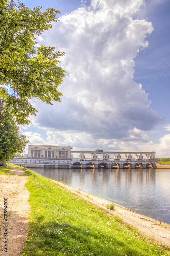 Naklejka premium Hydroelectric panorama Volga Uglich