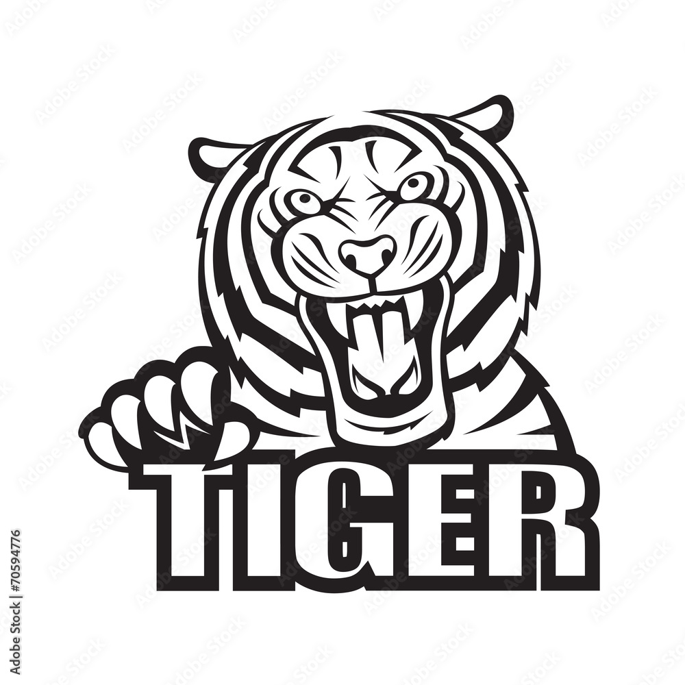 monochrome vector illustration of a tiger