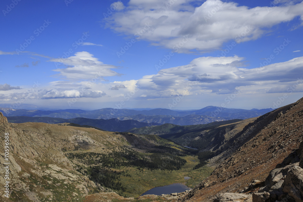 The view of the Rocky Mountains from Mt. Evans in Colorado
