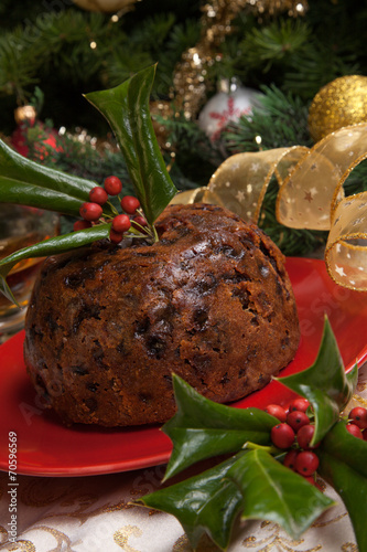 Christmas Pudding with Holly Twigs