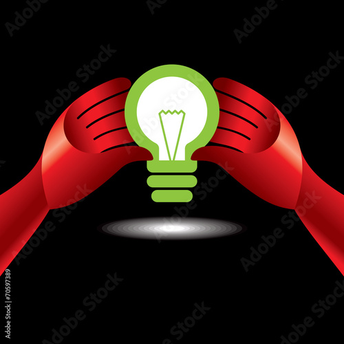 bulb idea with human hand