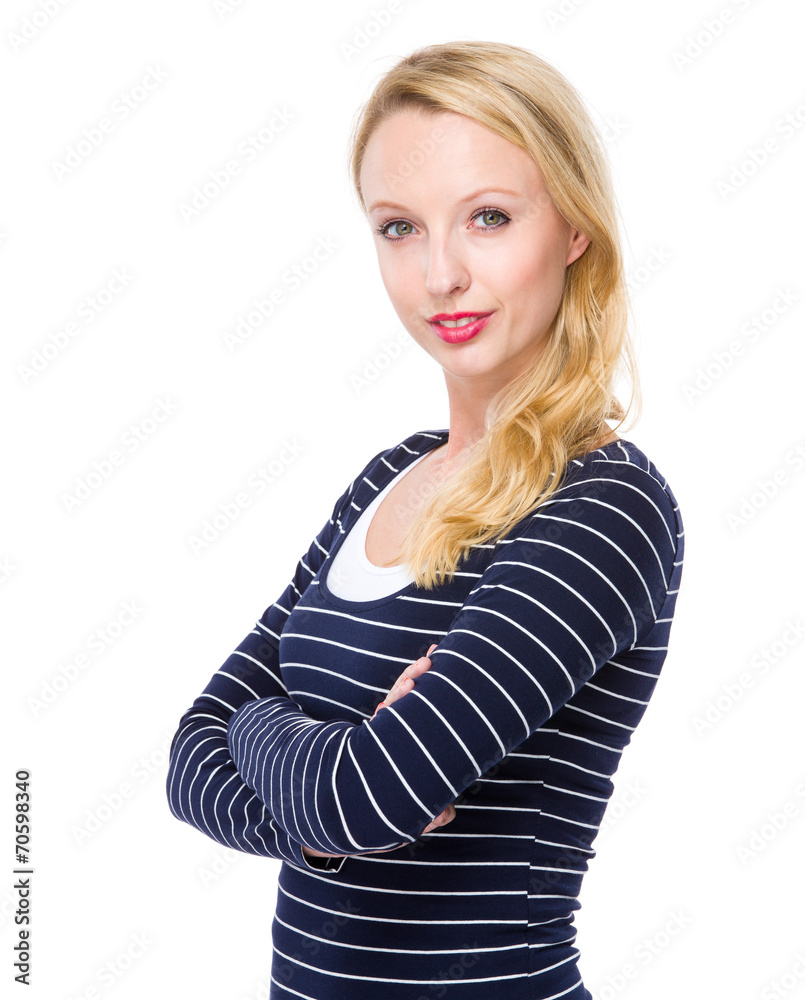 Caucasian woman cross arm Caucasian woman cross arm