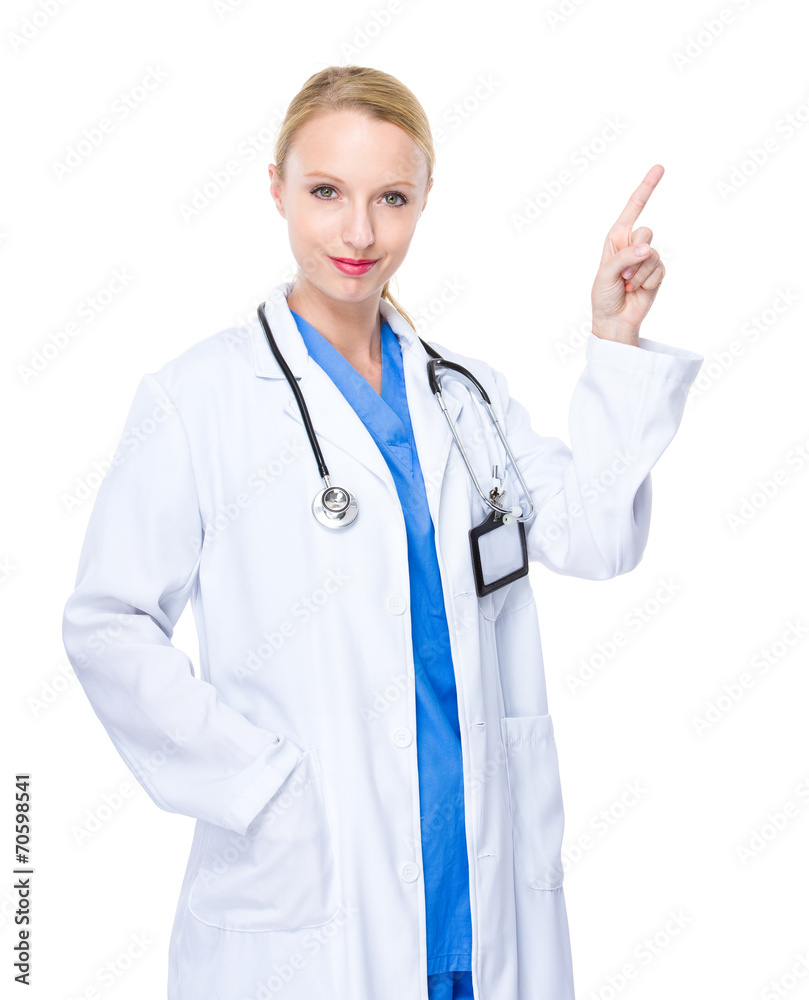 Doctor with finger point up Doctor with finger point up